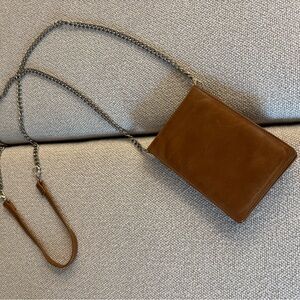 HOBO Brown Leather Chain Shoulder Bag